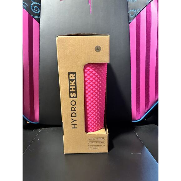 Hydro Jug Hydro Shkr 2 Lid Combo Shaker & Tumbler Cup 24 Oz Studded Hot pink - Picture 1 of 5